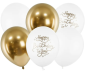 Preview: Latexballons - SET: Happy Birthday, gold/weiß - je ø 30cm